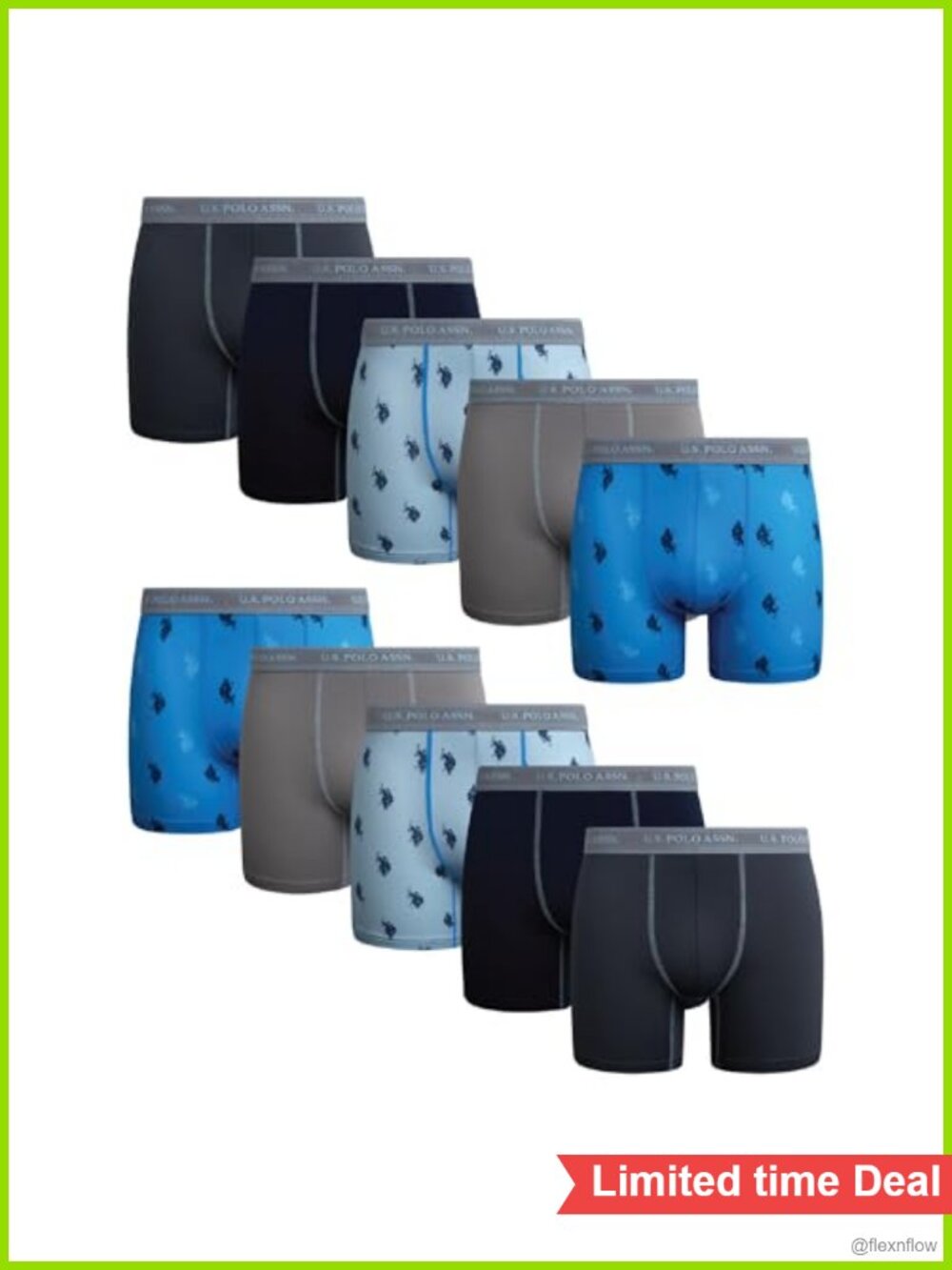 Mens Boxer Briefs 10 Pack Stretch Moisture Wicking Pouch Underwear